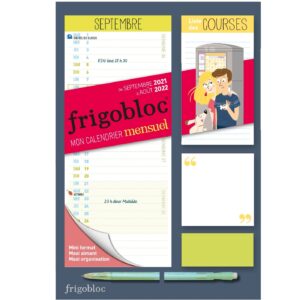 MINI FRIGOBLOC MENSUEL 2022 - CALENDRIER D'ORGA. FAMILIALE 12 MOIS (SEPT. 2021 - AOUT. 2022)