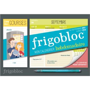 MINI FRIGOBLOC HEBDOMADAIRE 2022 - CALENDRIER D'ORGA. FAMILIALE / SEMAINE (SEPT. 2021- AOUT. 2022)