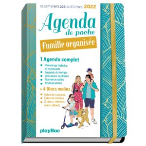 AGENDA DE POCHE DE LA FAMILLE ORGANISÉE 2022 - BLEU (DE SEPT 2021 À DÉCEMBRE 2022)
