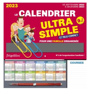 Frigobloc Le mini calendrier Ultra Simple pour une famille organisée ! (de sept. 2022 à déc. 2023)