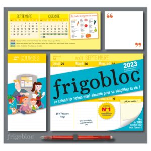 Frigobloc Hebdomadaire 2023 - Calendrier d'organisation familiale / sem (de sept. 2022 à déc. 2023)