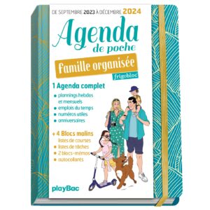 Agenda de poche 2024 de la famille organisée - bleu (de sept. 2023 à déc. 2024)