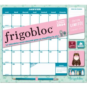 Frigobloc Mensuel 2024 Déco Chats (de janv. à déc. 2024) - édition limitée