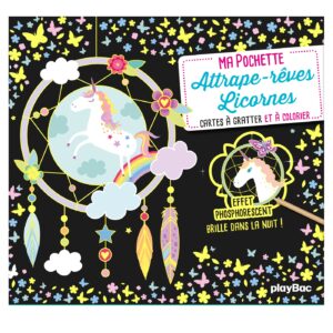 MA POCHETTE ATTRAPE-REVES LICORNE A GRATTER ET A COLORIER